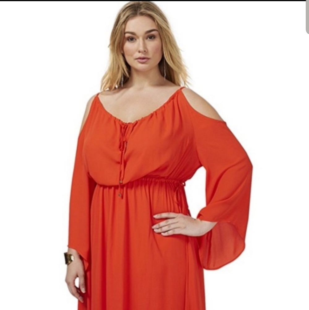 Lane Bryant Orange Cold-Shoulder Maxi Dress